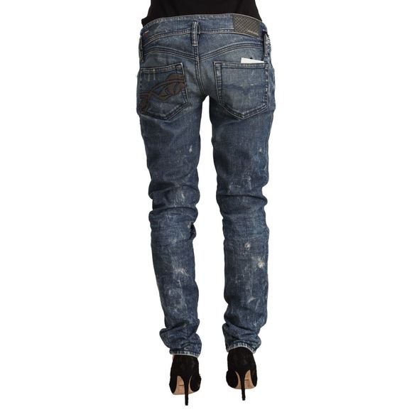 Diesel Blue Distressed Low Waist Cotton Denim Skinny Jeans - Picture 3 of 3